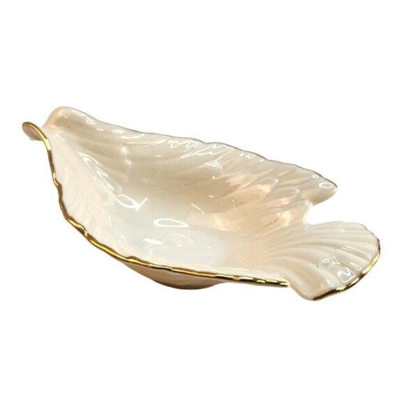 Lenox Dove Candy Bowl Trinket Dish Cream Ivory Porcelain Gold Trim - Picture 7 of 9